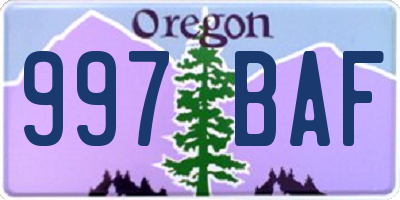 OR license plate 997BAF