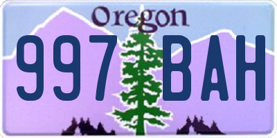 OR license plate 997BAH