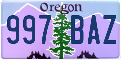 OR license plate 997BAZ