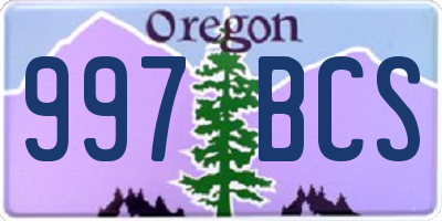 OR license plate 997BCS