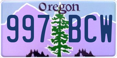 OR license plate 997BCW