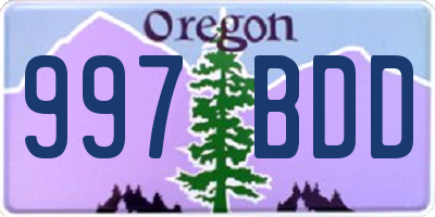 OR license plate 997BDD