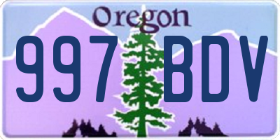OR license plate 997BDV