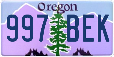 OR license plate 997BEK