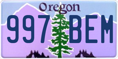 OR license plate 997BEM
