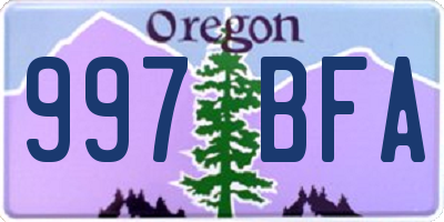 OR license plate 997BFA
