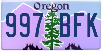 OR license plate 997BFK