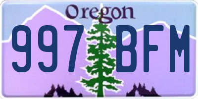 OR license plate 997BFM