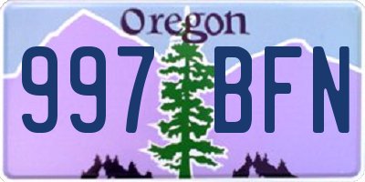 OR license plate 997BFN