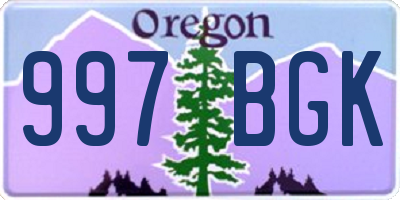 OR license plate 997BGK