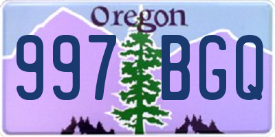 OR license plate 997BGQ