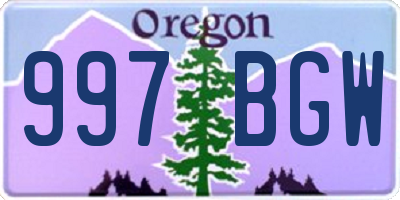 OR license plate 997BGW