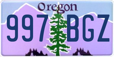 OR license plate 997BGZ