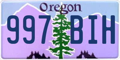 OR license plate 997BIH