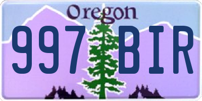 OR license plate 997BIR