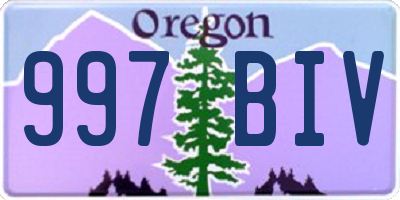 OR license plate 997BIV