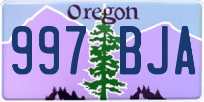 OR license plate 997BJA