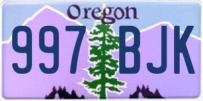 OR license plate 997BJK