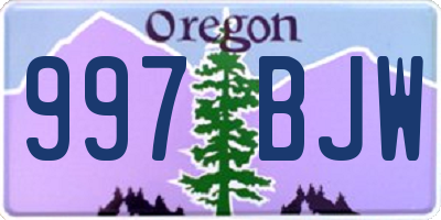 OR license plate 997BJW