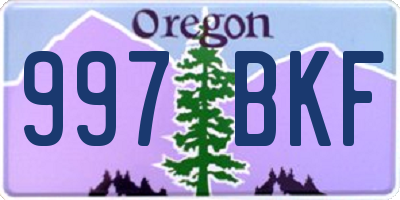 OR license plate 997BKF