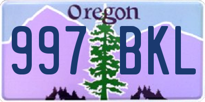 OR license plate 997BKL