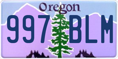 OR license plate 997BLM