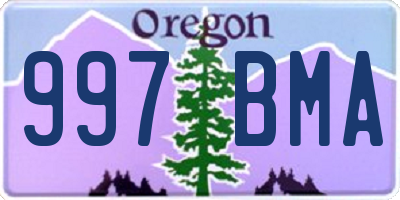 OR license plate 997BMA