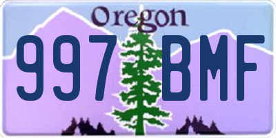 OR license plate 997BMF