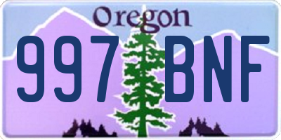 OR license plate 997BNF