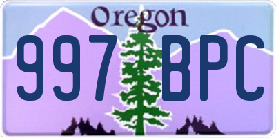 OR license plate 997BPC
