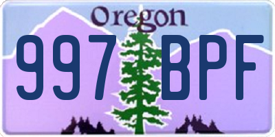 OR license plate 997BPF