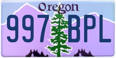 OR license plate 997BPL
