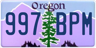 OR license plate 997BPM