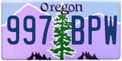 OR license plate 997BPW