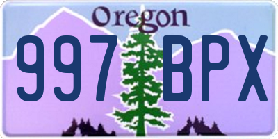 OR license plate 997BPX