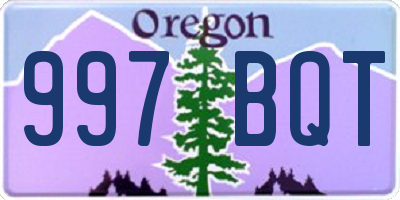 OR license plate 997BQT