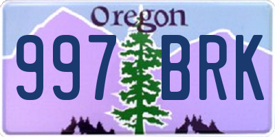 OR license plate 997BRK