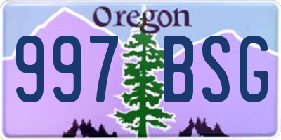 OR license plate 997BSG