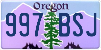 OR license plate 997BSJ