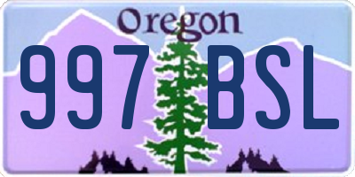 OR license plate 997BSL