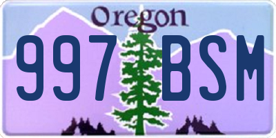 OR license plate 997BSM