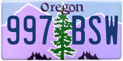 OR license plate 997BSW