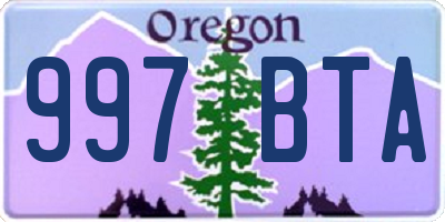 OR license plate 997BTA