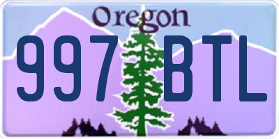 OR license plate 997BTL