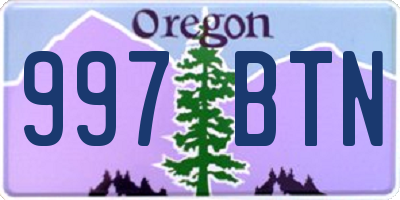 OR license plate 997BTN
