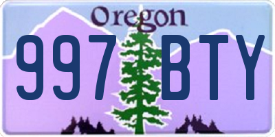 OR license plate 997BTY