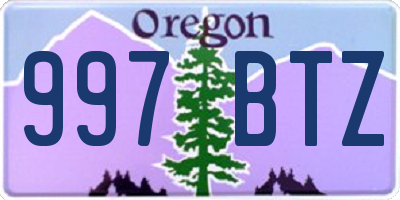 OR license plate 997BTZ