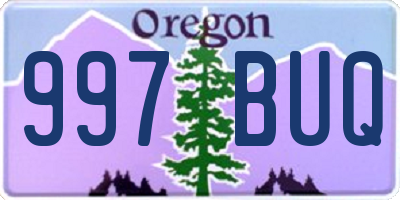 OR license plate 997BUQ