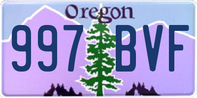 OR license plate 997BVF