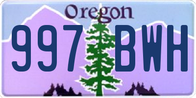 OR license plate 997BWH